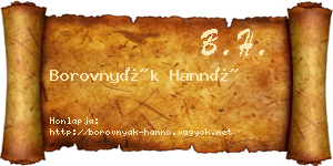 Borovnyák Hannó névjegykártya